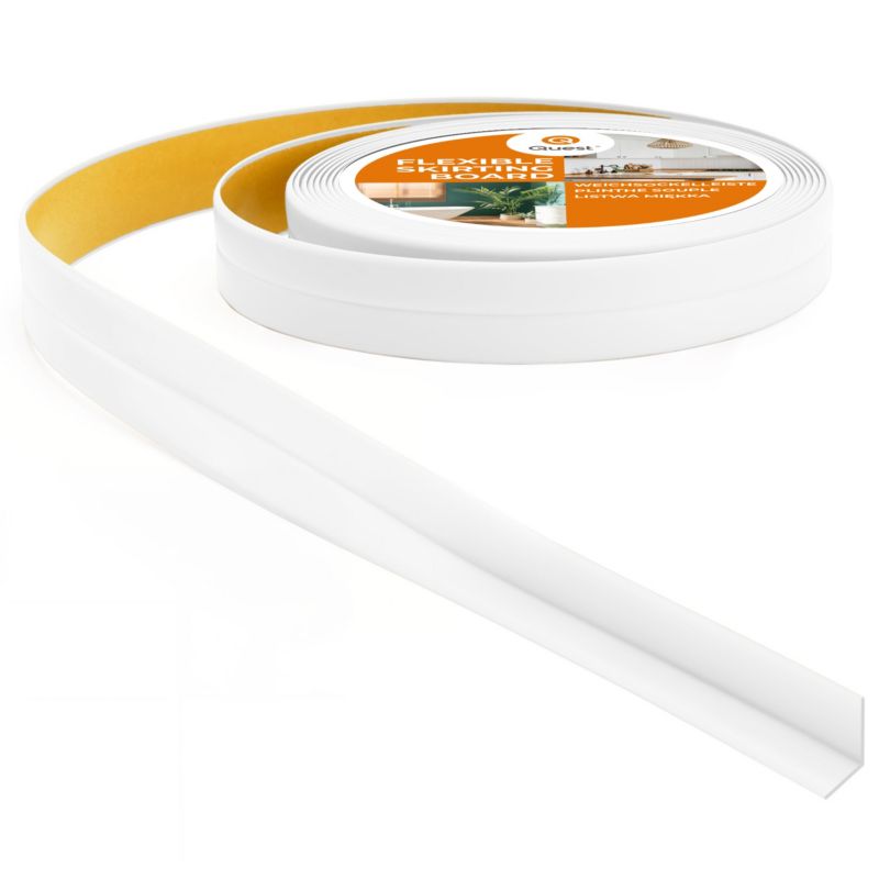 Listwa wykończeniowa PCV 10x10 mm, samoprzylepna, elastyczna, miękka taśma dekoracyjna, biały, 5 m