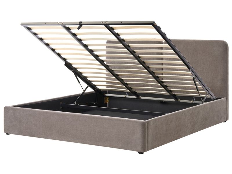 Łóżko z pojemnikiem Arbois 180 x 200 cm Beżowoszary 1 szt.