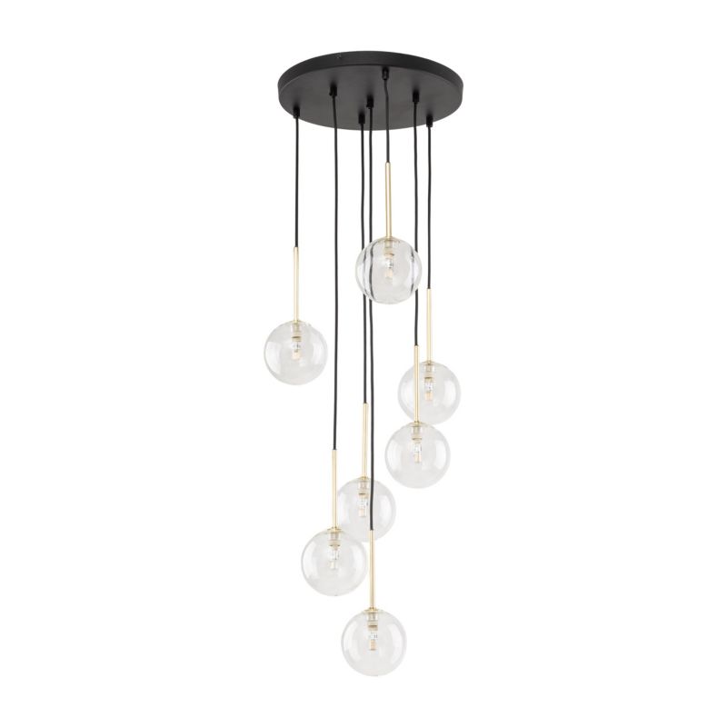 Lampa TK-Lighting Nilos Black / Gold Wisząca 7 - 1 szt.
