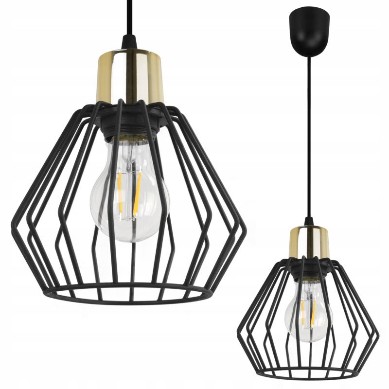 Lampa sufitowa wisząca Light Home LH Nuvola 1x E27 60W podstawa plastikowa czarny/złoty 1szt.