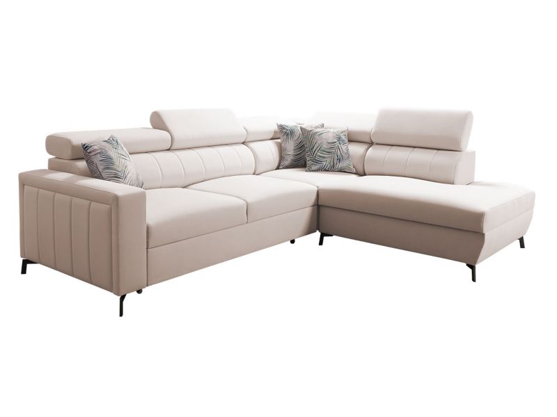 Narożnik z funkcją spania MIRJAN 24 Baltico III Mini prawy beżowy/wzór w liście 1 szt.