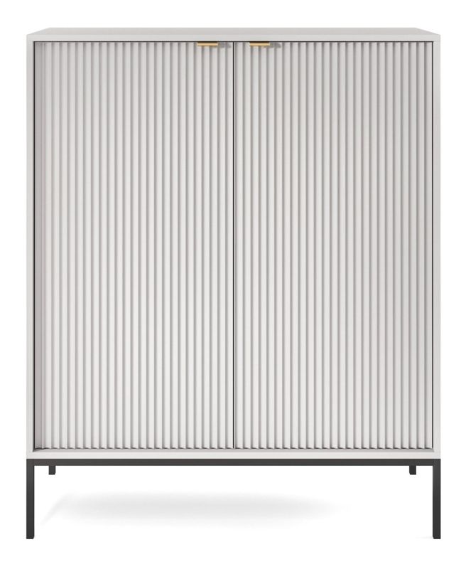 Komoda Almagro INTESI wysoka ryflowana szara 125 cm nowoczesna na nóżkach do salonu 1 szt.