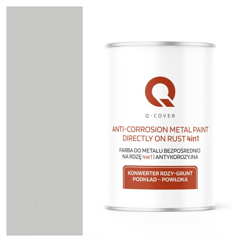 Farba do Metalu Prosto na Rdzę 4w1 Q-Cover Szary mleczny RAL7047 Półmat 1L