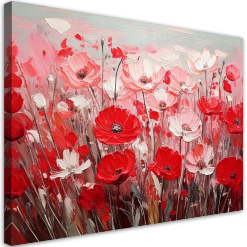 Obraz do salonu sypialni jak malowany Feeby Nowoczesne polne czerwone kwiaty 90x60cm 1szt