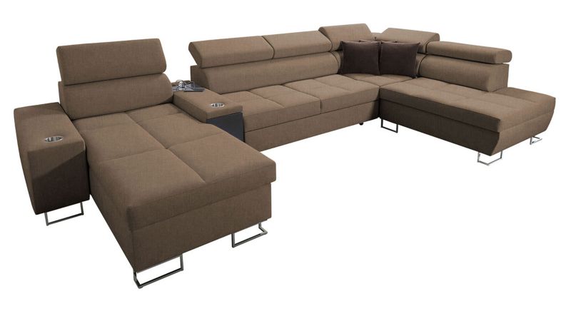 Narożnik z barkiem MIRJAN 24 Morena V lewy ciepły brąz + gorzka czekolada 1 szt.