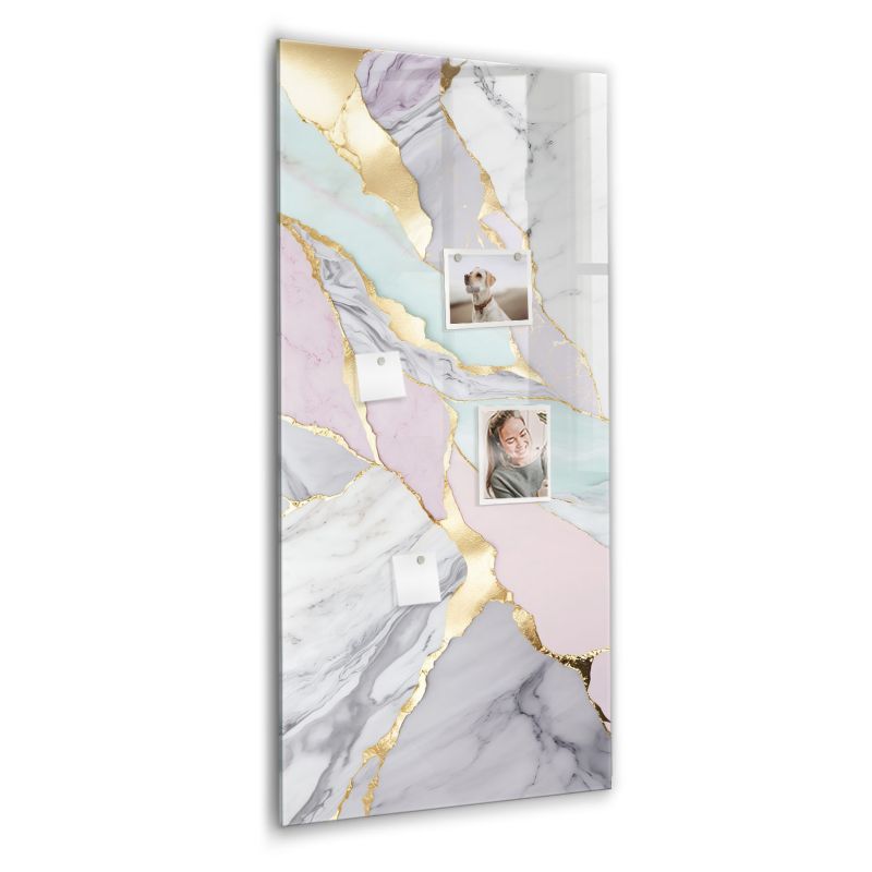 Szklana tablica magnetyczna Wallfluent 60x120 cm Marmur dekoracyjny Czarny marker 1 szt.