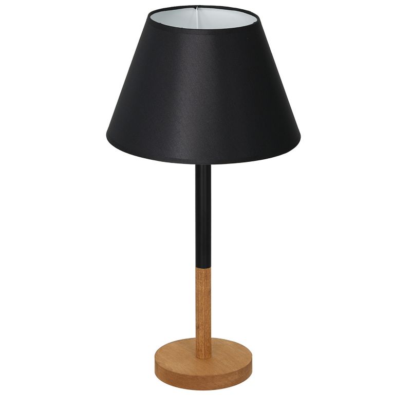 Lampka stołowa Luminex Table Lamps czarny mat-jasne drewno-biała drewniana 1 x E27 x 15W IP20 wym: 56 x 30 x 30 cm drewno - 1 szt.