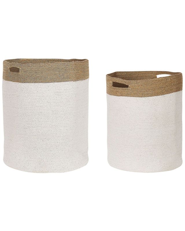 Zestaw 2 koszy bawełnianych biały z beżowym Kardh 1 par.