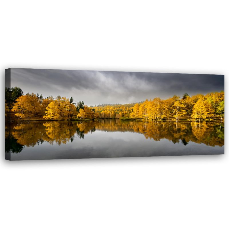 Obraz do salonu sypialni Feeby Żółty Jesienny Las Natura Pejzaż 120x40 cm 1 szt