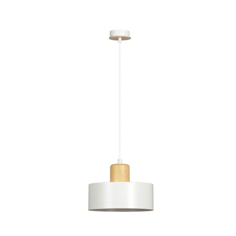 Lampa wisząca Emibig Torin biała jasne drewno wym: 100 x 25 x 25 cm 1xE27 x 15W 1 szt.
