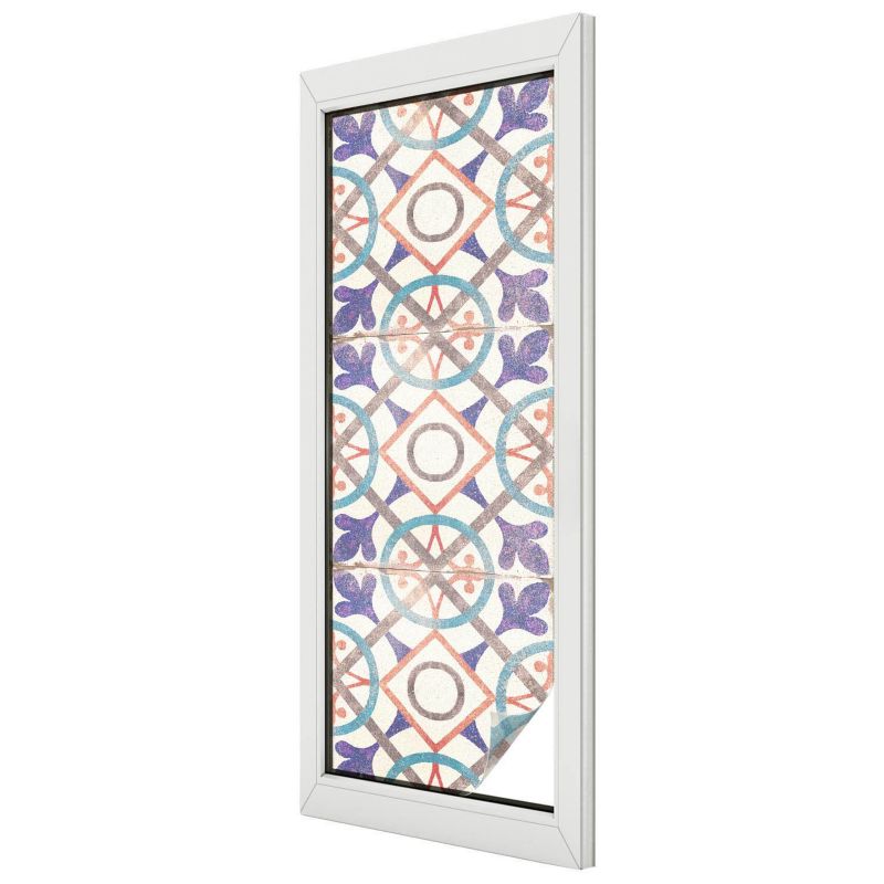 Witraż Samoprzylepny Wallfluent 50x146 cm Stylowa Dekoracja Okna Stylowe geometryczne motywy symetryczne 1 rol.