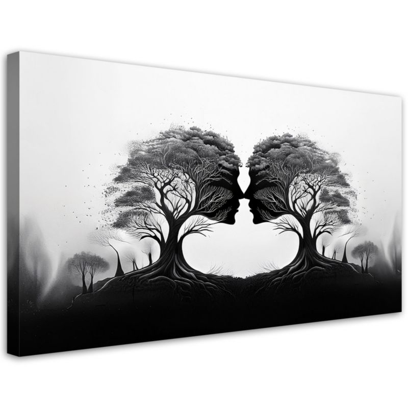 Obraz na płótnie Feeby Pocałunek Drzew Czarno Biłay 120x60cm 1szt