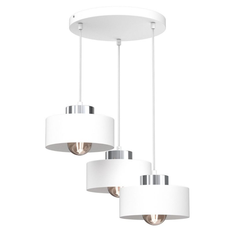Lampa wisząca Luminex Marti biały matowa-chromowana wym: 110 x 46 x 46 cm 3xE27 x 15W 1 szt.