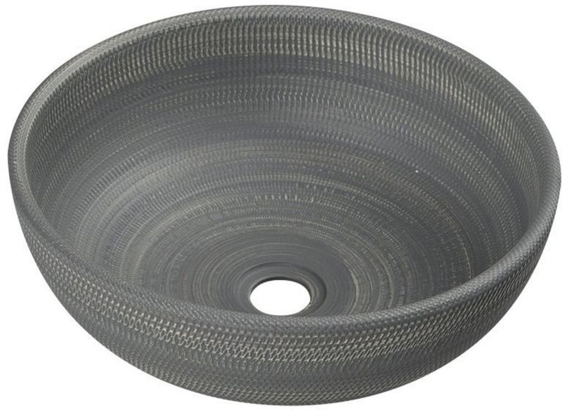 Umywalka nablatowa Sapho Priori 41 cm szara, ceramika, bez otworu, dekoracja, 1 szt.