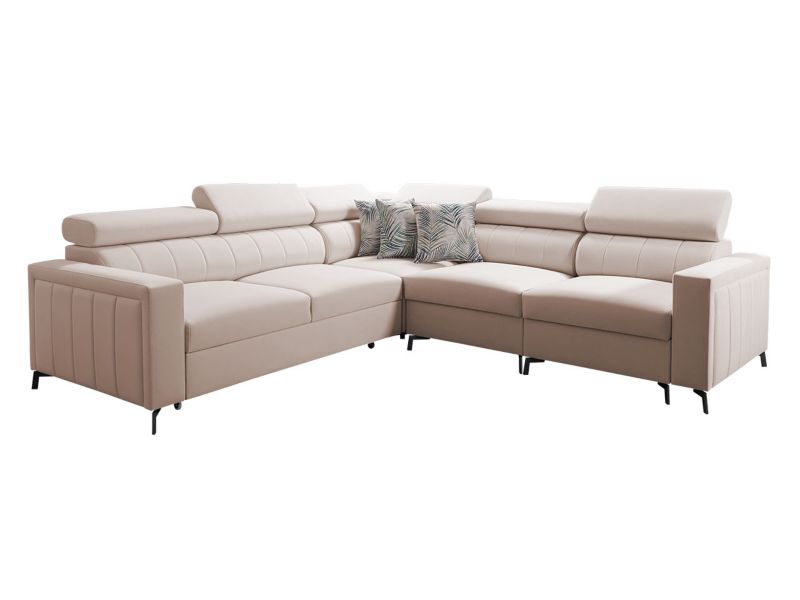 Narożnik z funkcją spania MIRJAN 24 Baltico IV prawy beżowy/wzór w liście 1 szt.