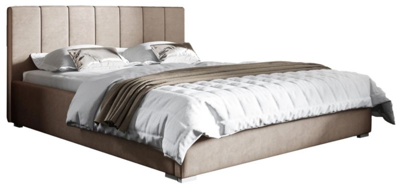 Łóżko 140x200 z materacem i metalowym stelażem Bonni Ledo Beżowe 1 szt.