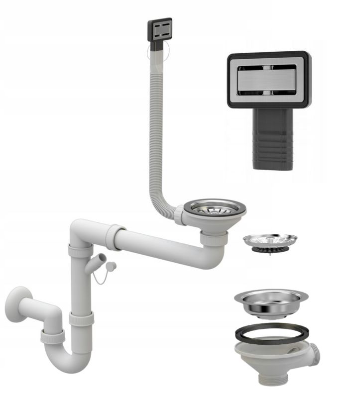 Syfon Manualny do Zlewu kuchennego Granitan Jednokomorowy Prostokątny 1 kpl.