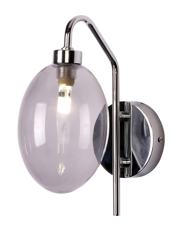 Srebrny kinkiet ścienny do sypialni i salonu LUKKA szkło szare