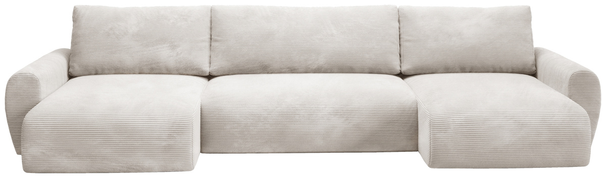 Beżowy narożnik rozkładany do salonu z funkcją spania PATI U