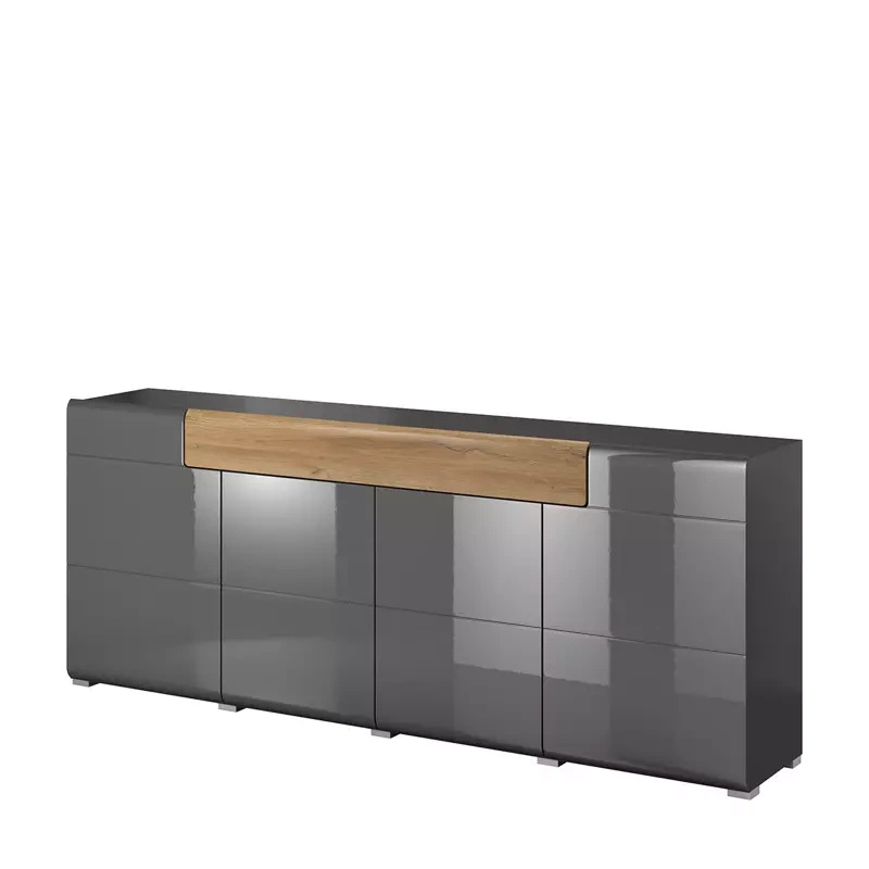 Nowoczesna komoda 208 cm TENDER antracyt połysk