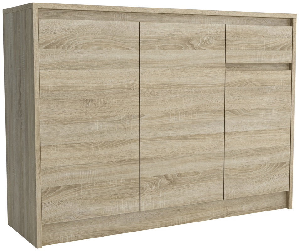 Trzydrzwiowa komoda z szufladą nowoczesna ARTEGO dąb sonoma