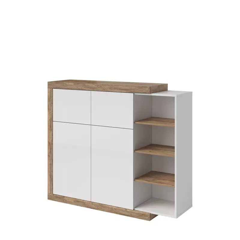 Wysoka komoda do salonu FRANK biały połysk