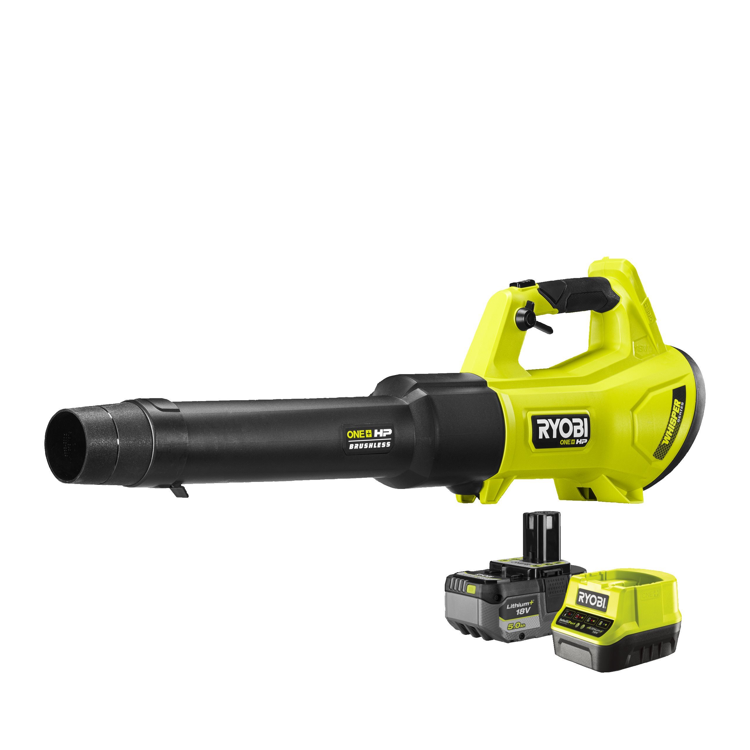 Dmuchawa bezszczotkowa WHISPER 18V ONE+ w zestawie z akumulatorem 5.0 Ah i ładowarką