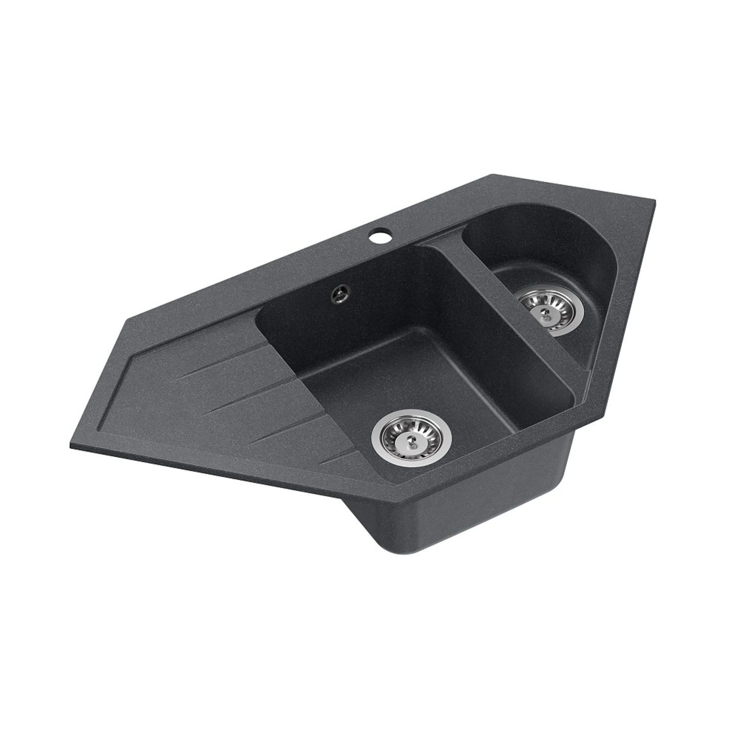 Zlewozmywak Corner Geo 2-kom. narożny czarny 95,5x49 cm