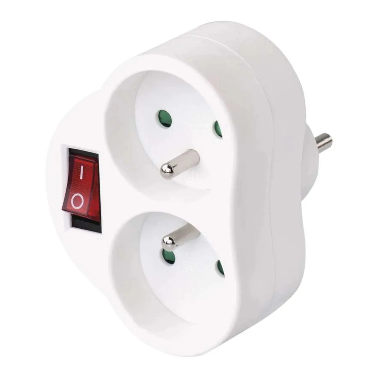 Rozgałęźnik 2 x 2P+Z z podświetlanym łącznikiem biały