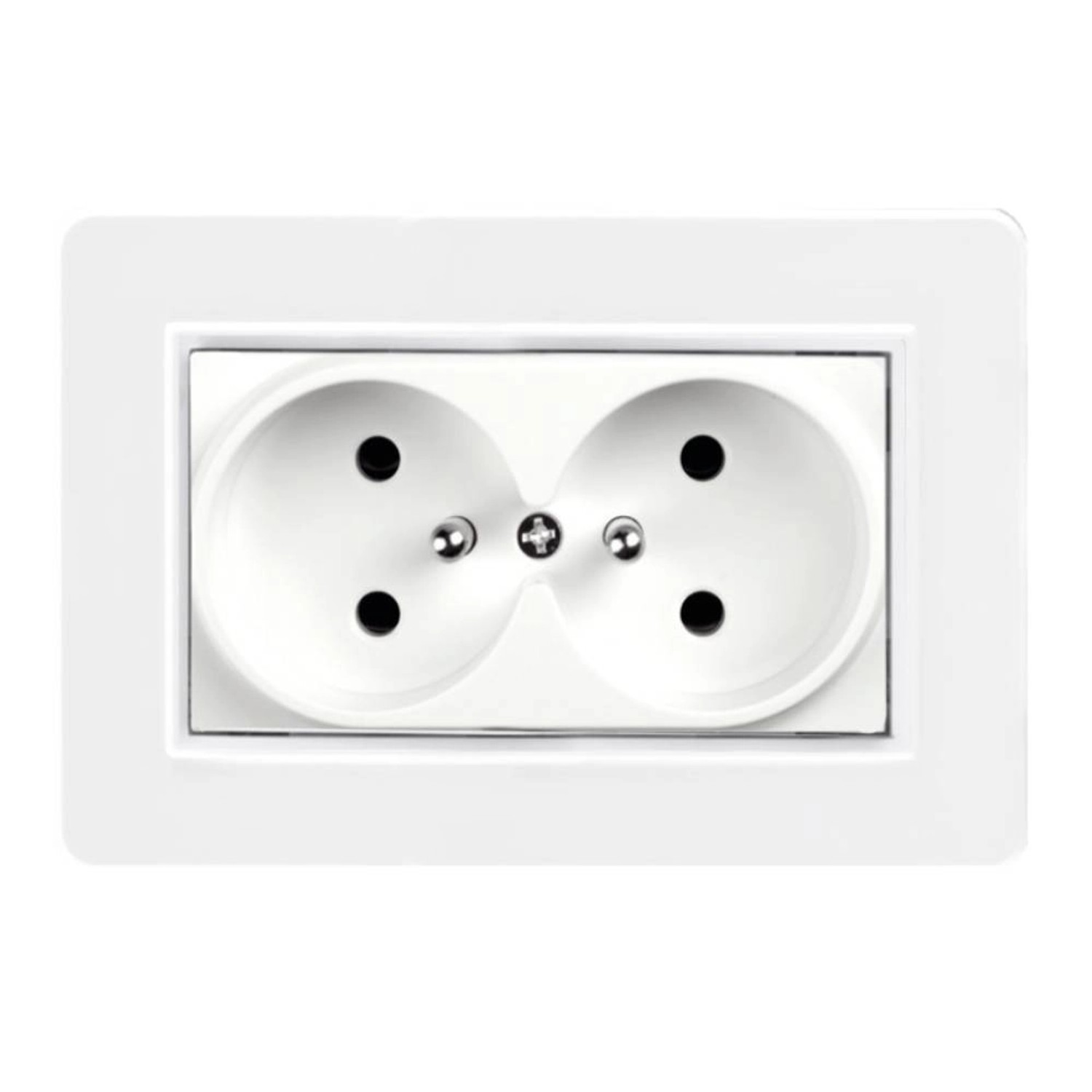 Electromalt Gniazdo podwójne Quad z ramką białe