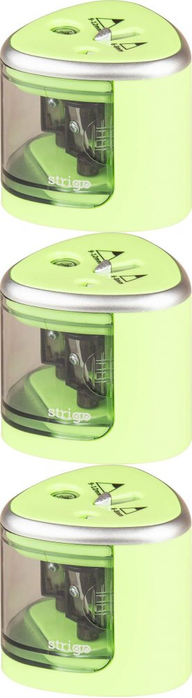 3x Temperówka elektryczna Strigo, z pojemnikiem, 2 otwory, jasnozielony