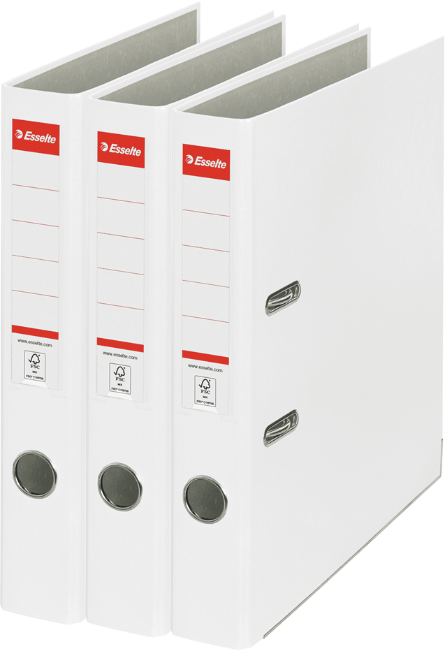 3x Segregator A4 Esselte, 50mm, do 350 kartek, ekonomiczny, biały