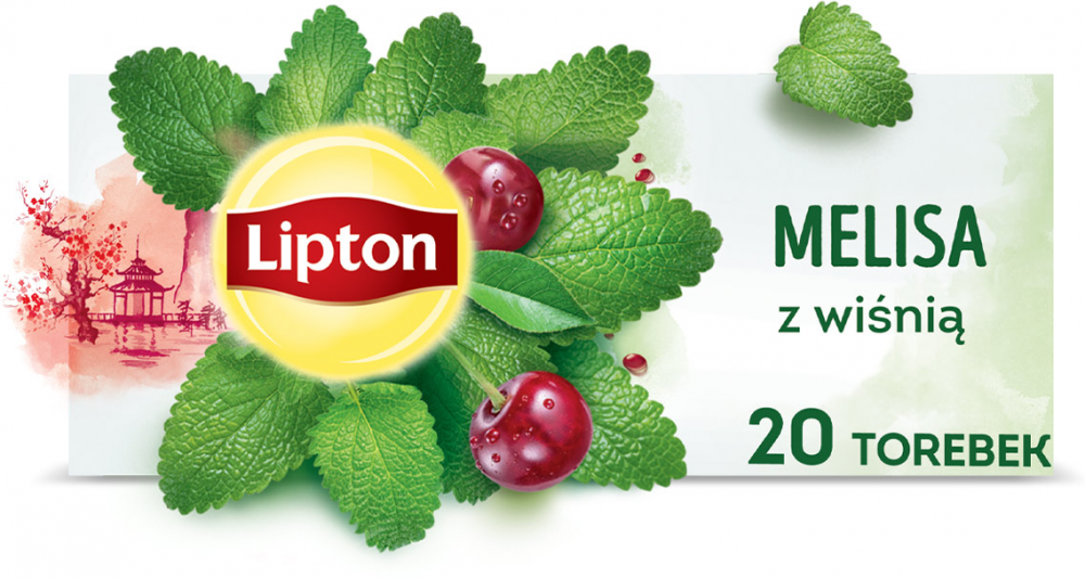 Herbata ziołowa w torebkach Lipton, melisa z wiśnią, 20 sztuk x 1.2g
