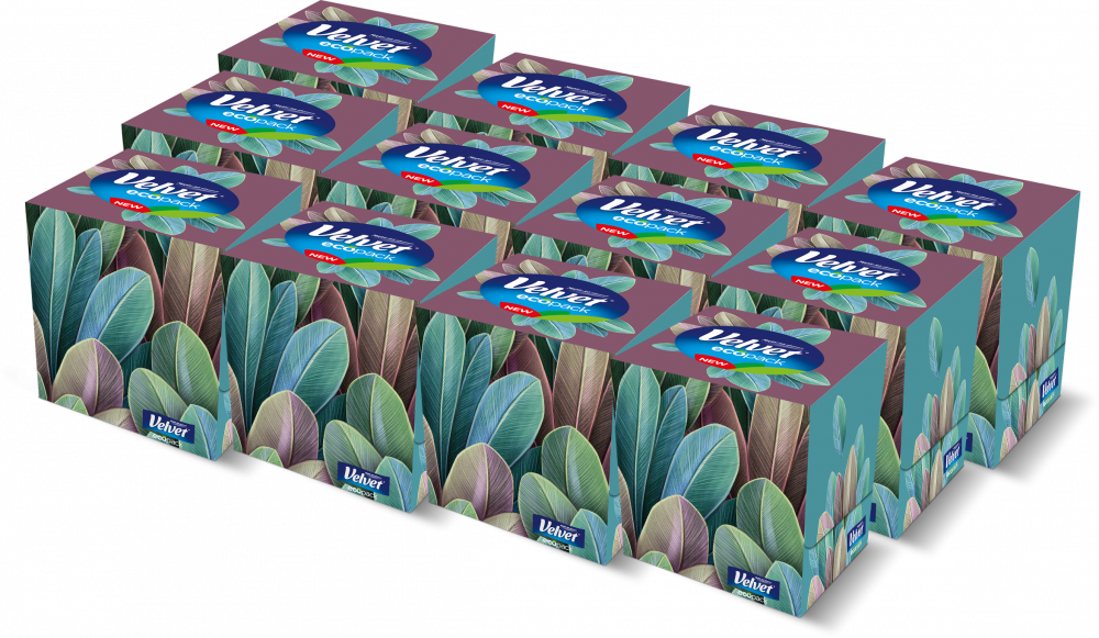 12x Chusteczki higieniczne Velvet Cube, w kartoniku, 56 sztuk