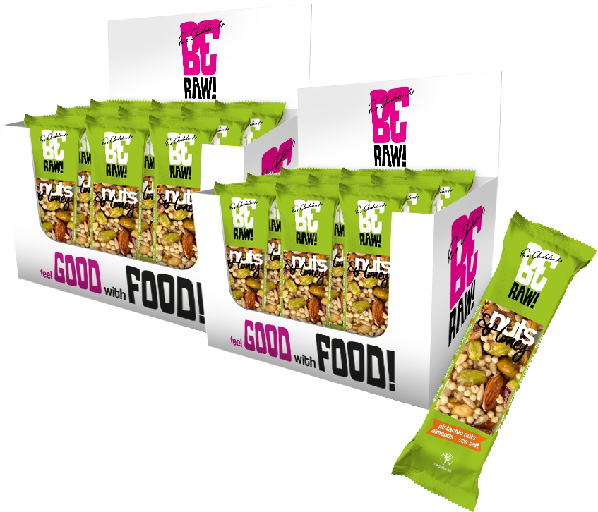 30x Baton orzechowy BeRAW Nuts&Honey pistachio, 30g