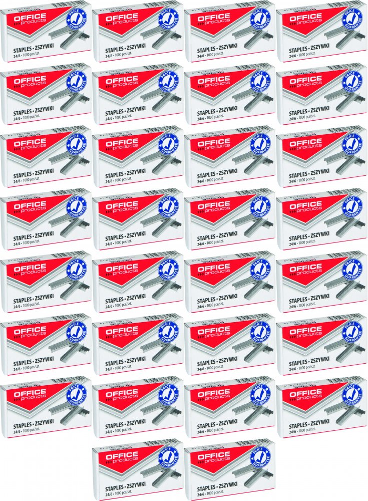 50x Zszywki Office Products 24/6, 1000 sztuk, srebrny