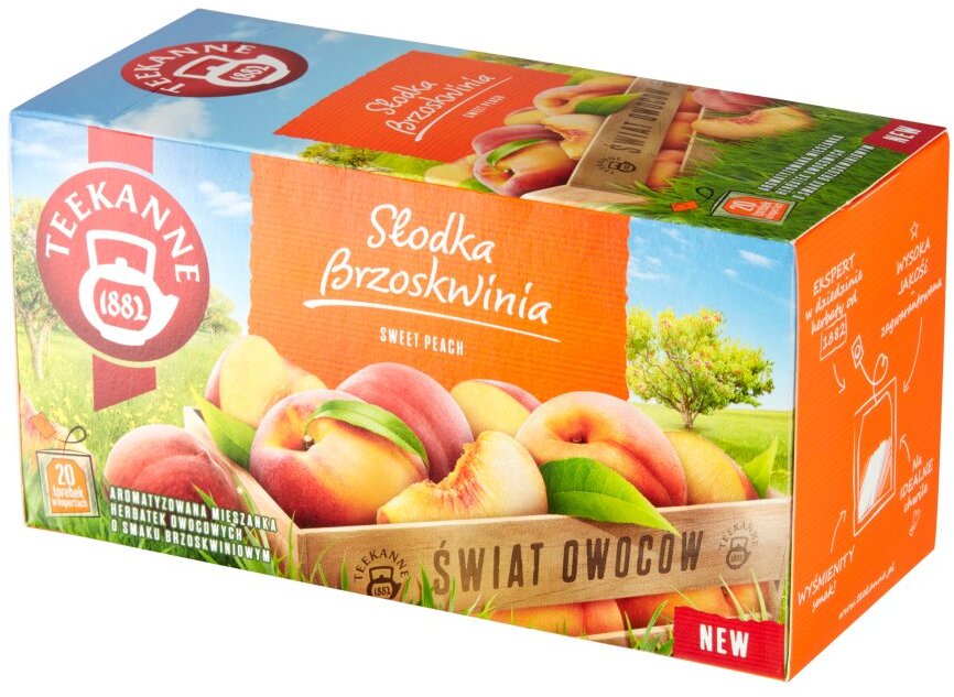 Herbata owocowa w kopertach Teekanne Świat Owoców, słodka brzoskwinia, 20 sztuk x 2.25g