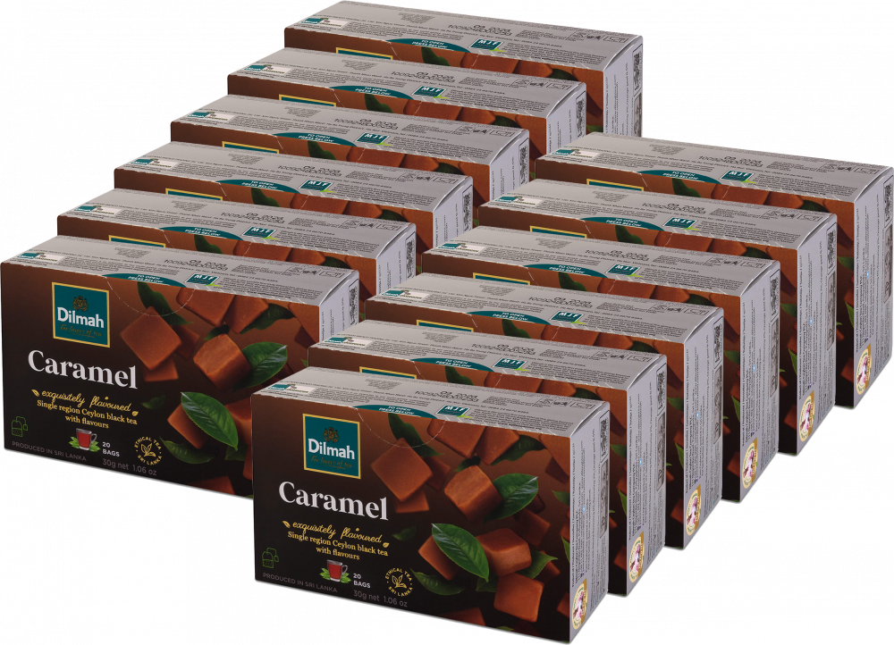 12x Herbata czarna w torebkach Dilmah Caramel, karmelowa, 20 sztuk x 1.5g