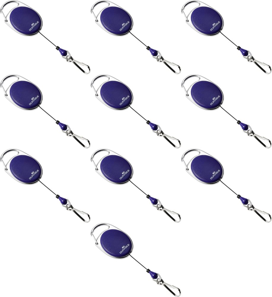 10x Mechanizm ściągający Durable Jojo Style, metalowe zapięcie - karabińczyk, linka 80cm, granatowy