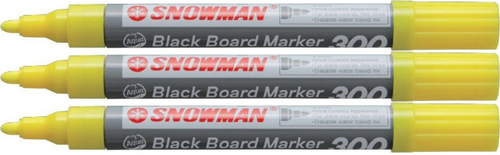 3x Marker kredowy Snowman 300, okrągła, 2-5mm, żółty
