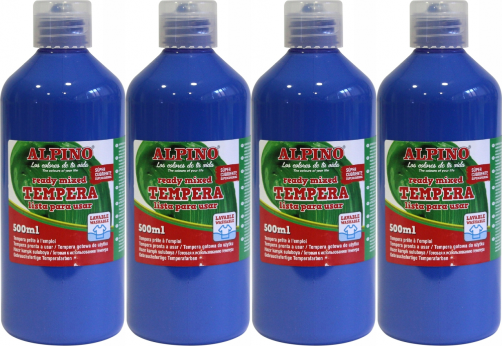 4x Farba plakatowa Alpino, w butelce, 500ml, granatowy