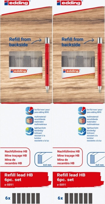 2x Wymienne wkłady edding e-8891, do ołówka e-8890, HB, 6 sztuk, blister