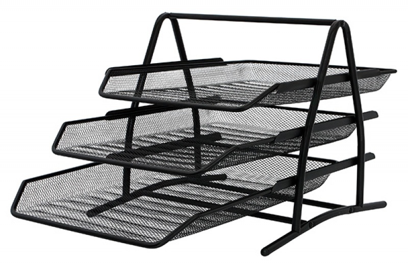 Zestaw 3 półek na dokumenty Q-connect Office Set, 273x262x350mm, druciany, czarny