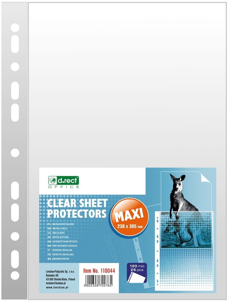 Koszulki krystaliczne D.Rect Maxi, A4, 120μm, 25 sztuk, transparentny