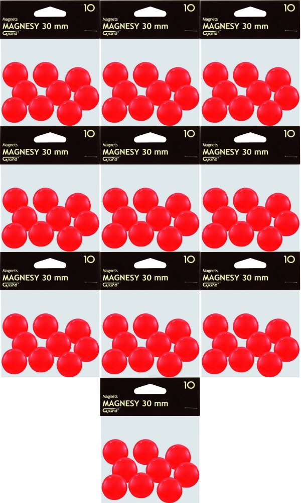 10x Magnesy Grand, 30mm, 10 sztuk, czerwony
