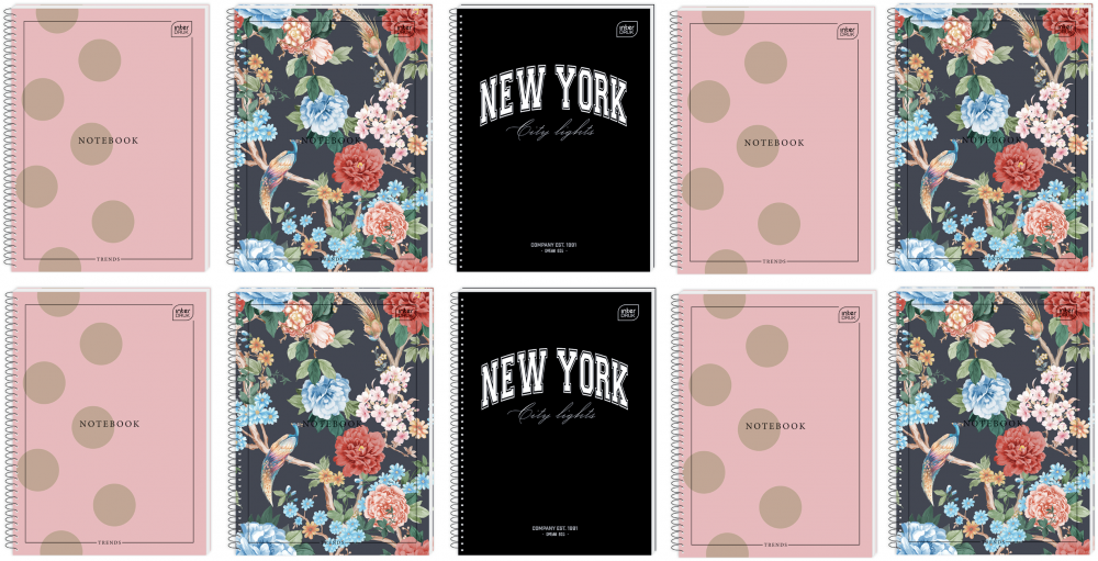 20x Kołonotatnik Interdruk, A4, w kratkę, 80 kartek, mix wzorów