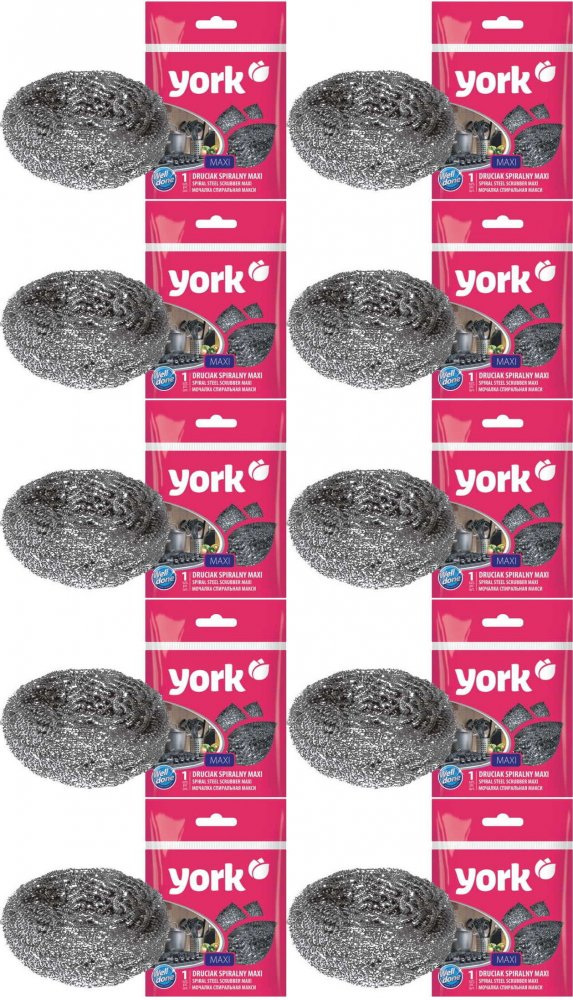 10x Druciak spiralny York Maxi, 1 sztuka, srebrny