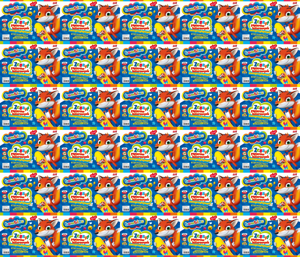 30x Zeszyt papierów kolorowych Bambino Zwierzaki Uczniaki, samoprzylepny, B4, 8 kartek