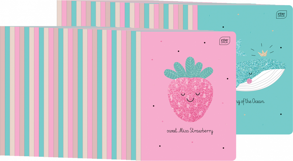 60x Zeszyt w kratkę Interdruk Glitter, A5, 32 kartki, mix wzorów