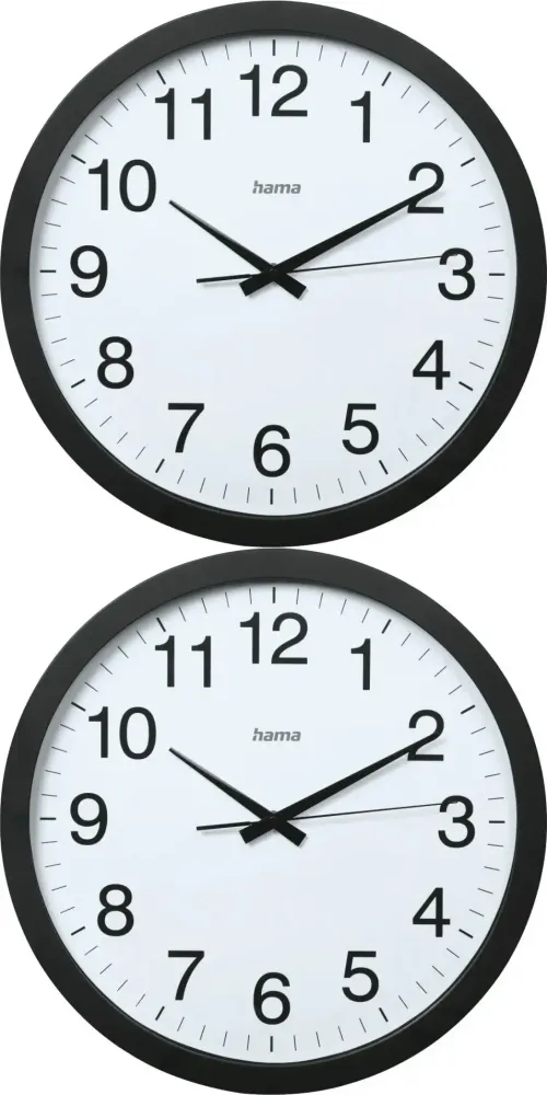 2x Zegar ścienny Hama PG-400 Jumbo Aruba, średnica 40 cm, tarcza kolor biały, obudowa kolor czarny